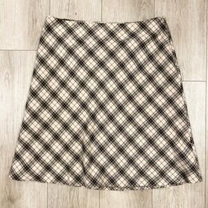 Y2K Worthington Plaid A-Line Skirt Tan Black Red Check Side Zip Mini‎ Size 16